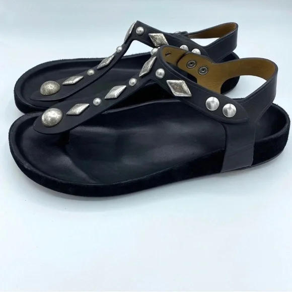 ISABEL MARANT ENAVY LEATHER STUD GLADIATOR SANDALS - Picture 5 of 14